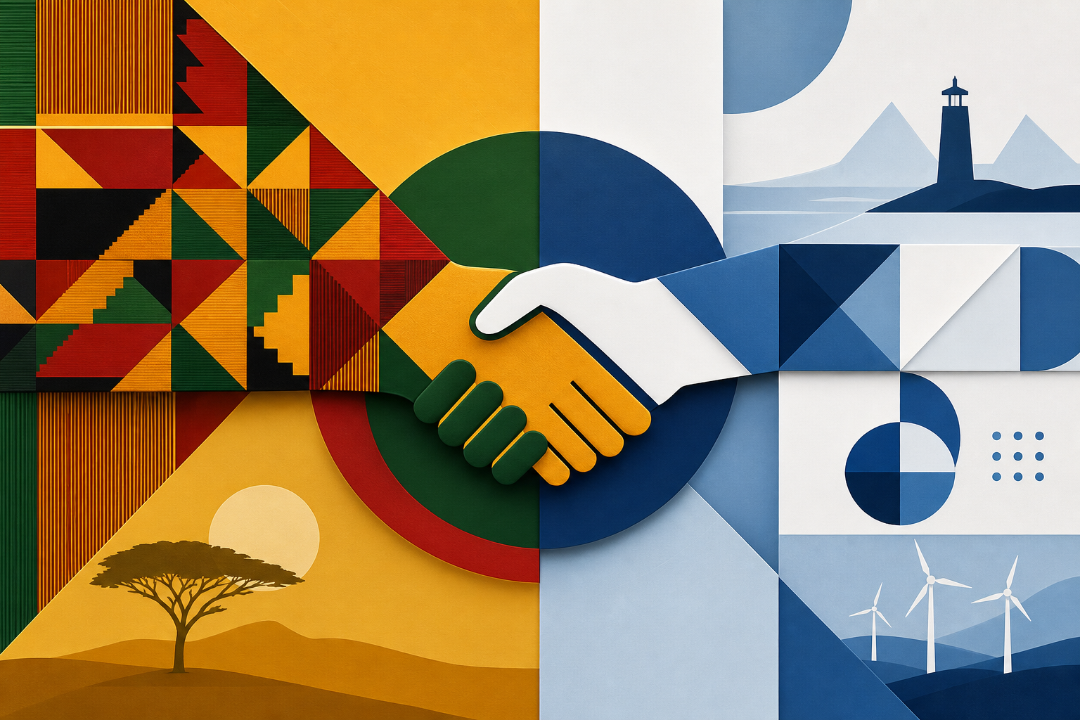 Abstract art symbolizing African and Nordic partnership